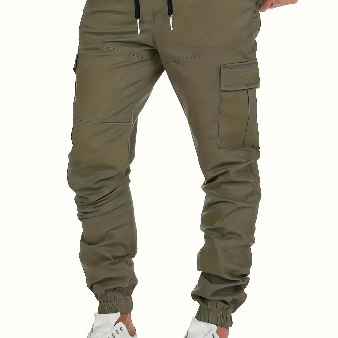 Stijlvolle Cargo Broeken voor Heren - Olijfgroen, Meerdere Zakken, Losse Pasvorm, Casual Sportkleding voor Alle Seizoenen