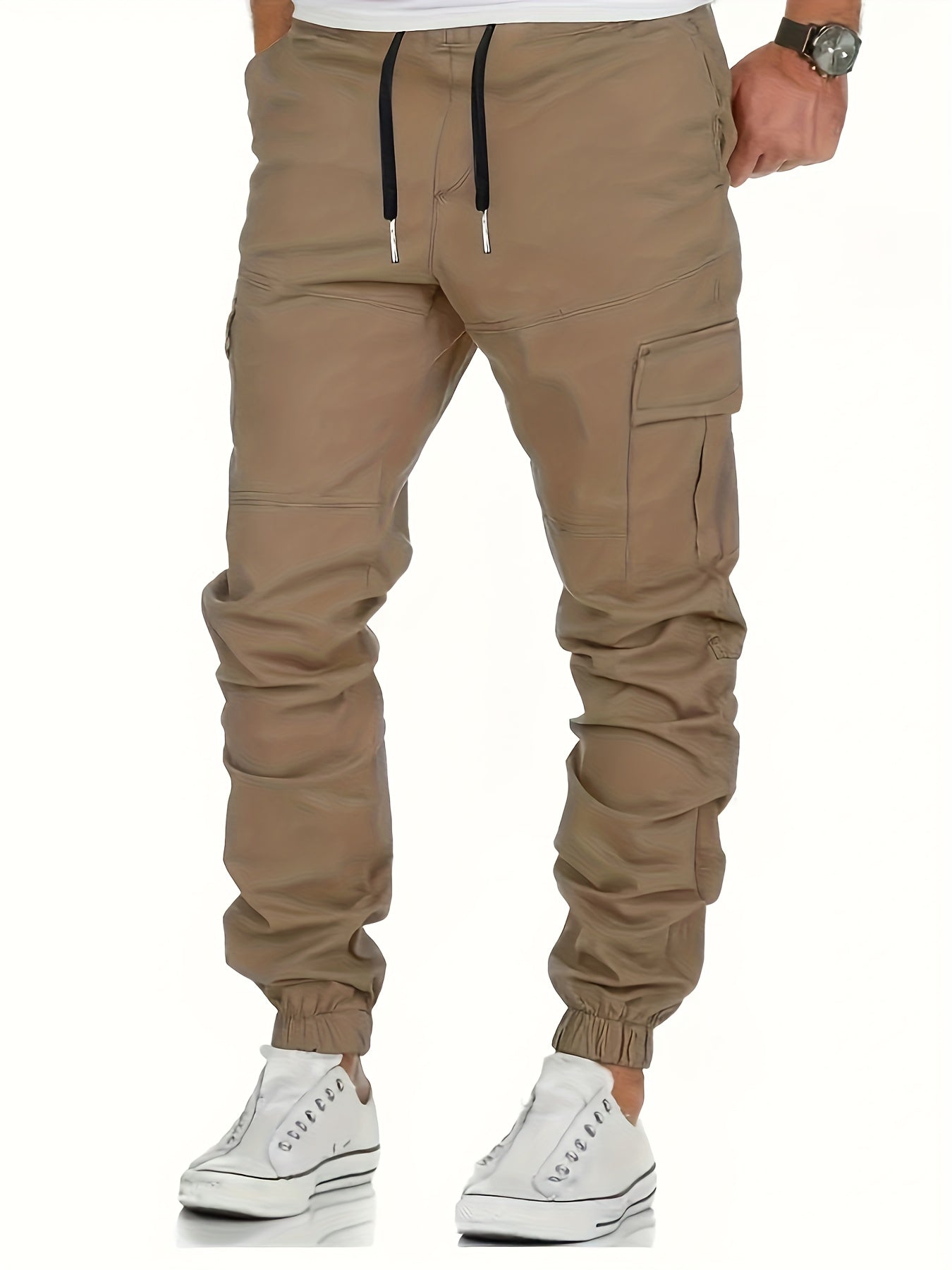 Stijlvolle Cargo Broeken voor Heren - Olijfgroen, Meerdere Zakken, Losse Pasvorm, Casual Sportkleding voor Alle Seizoenen