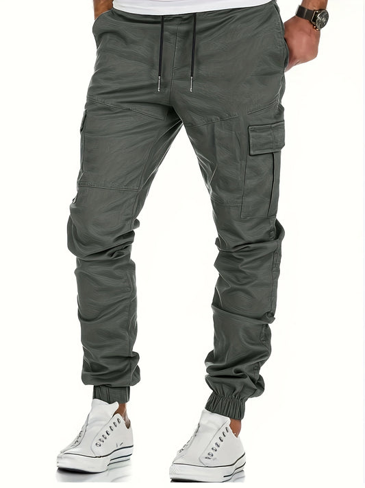 Stijlvolle Cargo Broeken voor Heren - Olijfgroen, Meerdere Zakken, Losse Pasvorm, Casual Sportkleding voor Alle Seizoenen