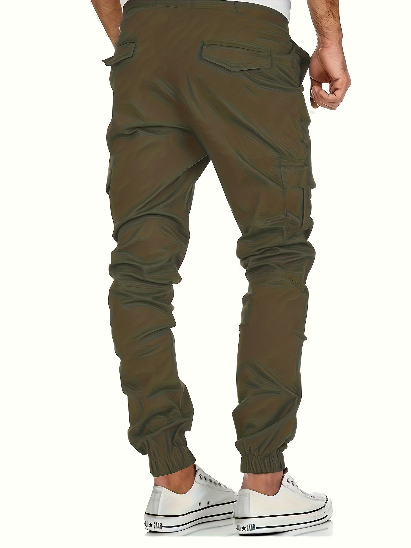 Stijlvolle Cargo Broeken voor Heren - Olijfgroen, Meerdere Zakken, Losse Pasvorm, Casual Sportkleding voor Alle Seizoenen