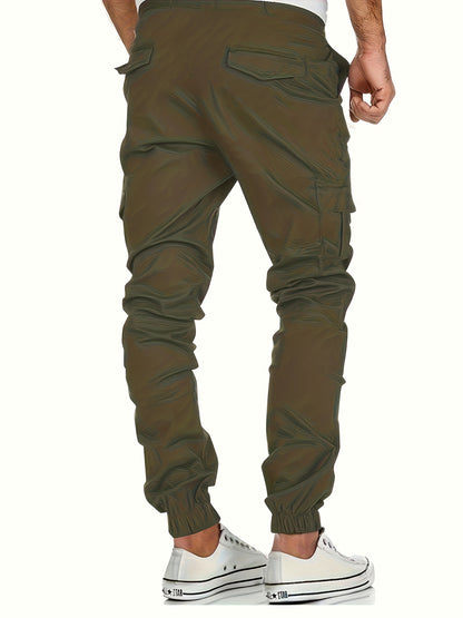 Stijlvolle Cargo Broeken voor Heren - Olijfgroen, Meerdere Zakken, Losse Pasvorm, Casual Sportkleding voor Alle Seizoenen