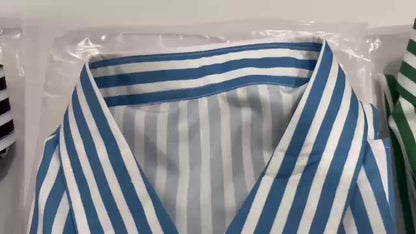 Herenmode Gestreept Overhemd Met Lange Mouwen - Casual Revers, All-Season Polyester 95% Spandex 5% Geweven Stof, Normale Pasvorm, 120gsm - Veelzijdig Dagelijkse Draag, Plusmaat